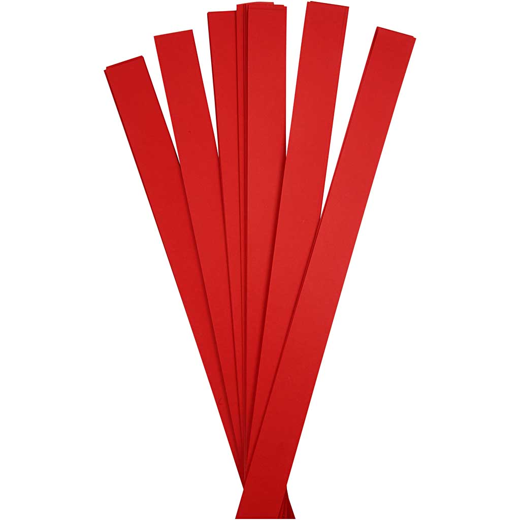 Stjernestrimler, L: 73 cm, diam. 11,5 cm, B: 25 mm, rød, 100 strimler/ 1 pk.