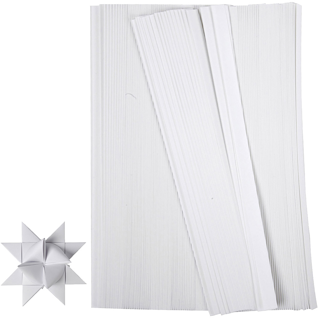 Stjernestrimler, L: 45 cm, diam. 4,5 cm, B: 10 mm, hvid, 500 strimler/ 1 pk. - Image 3