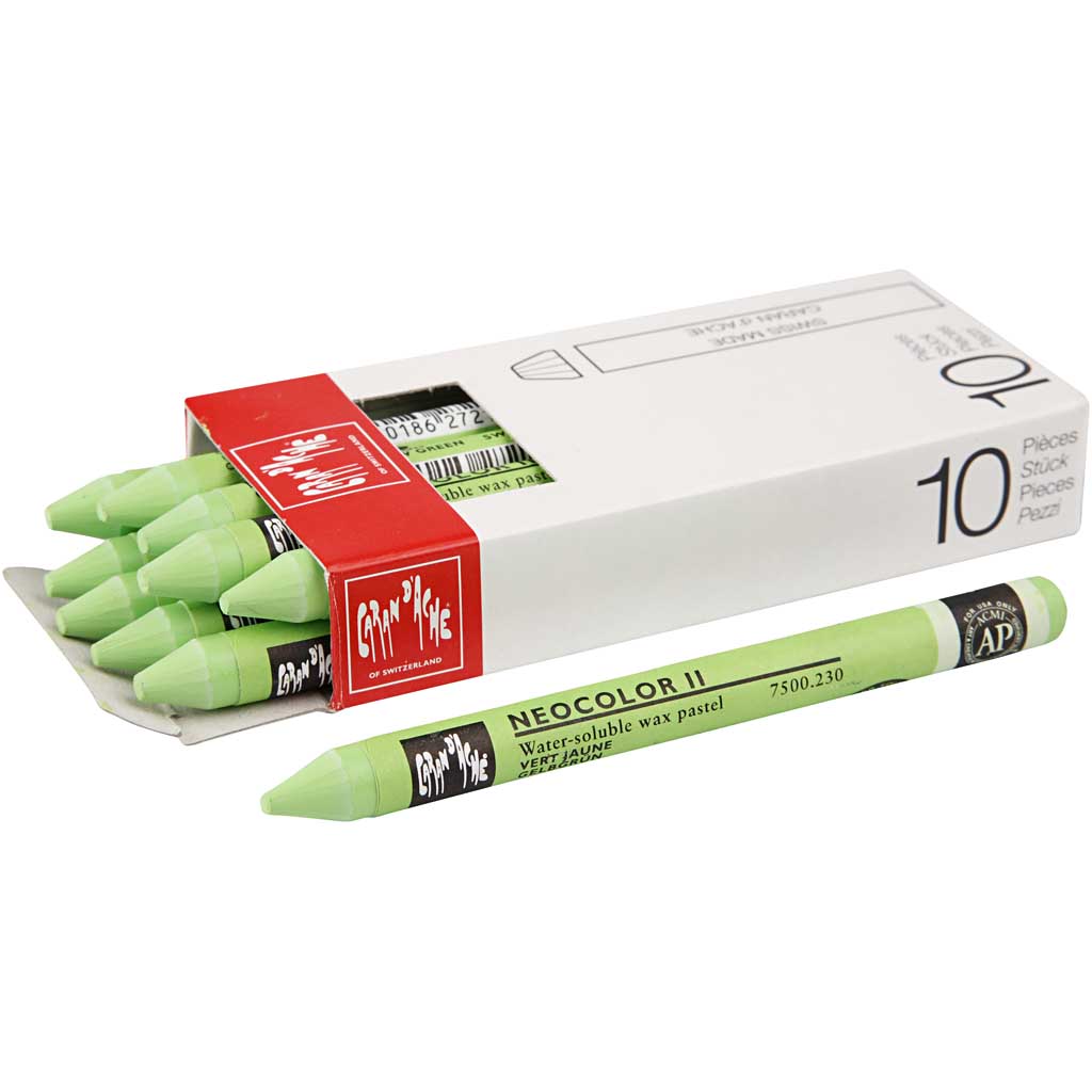 CARAN D?ACHE Neocolor II, L: 10 cm, tykkelse 8,5 mm, yellow green (230), 10 stk./ 1 pk.