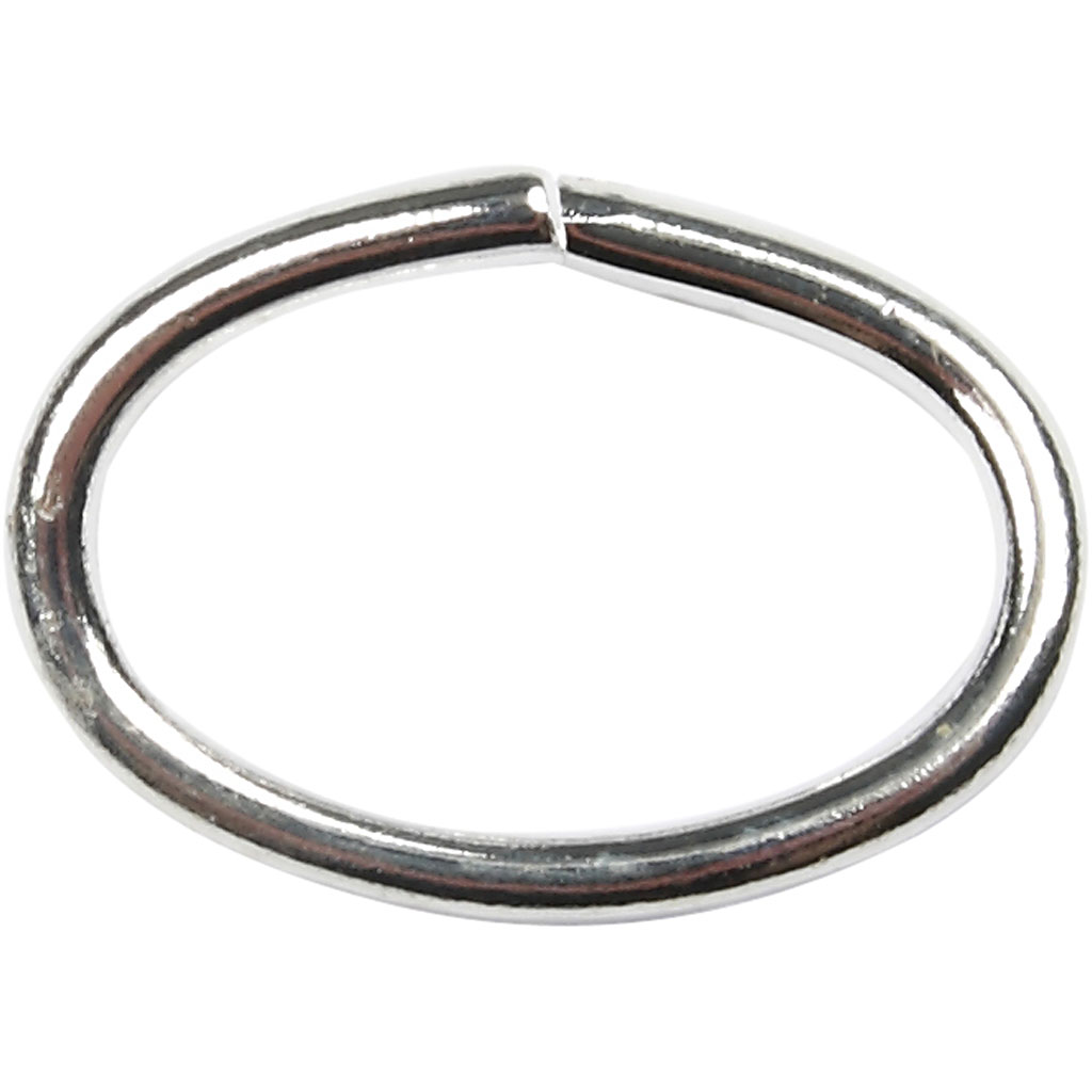 Oval-ring, tykkelse 1,2 mm, indv. mål 7x11 mm, forsølvet, 200stk.