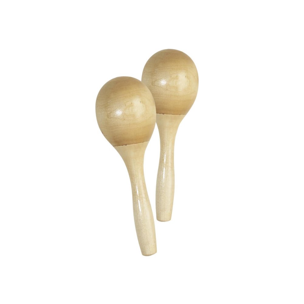 Maracas i træ - 15 cm - 1 sæt med 2 stk
