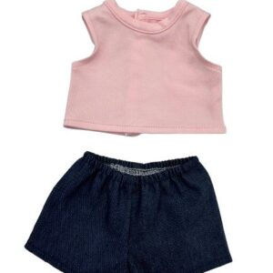 Dukketøj, Top og denimshorts Str. 32-37