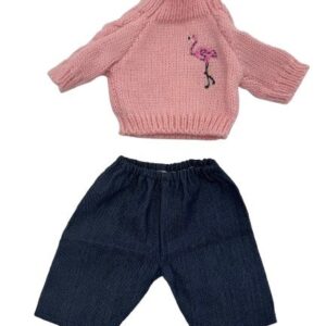Dukketøj, Strik og bukser Str.32-37 Pink