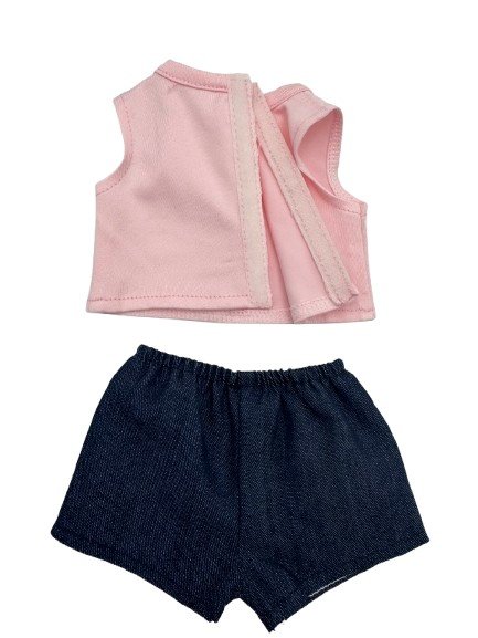 Dukketøj, Top og denimshorts Str. 38-41 - Image 2
