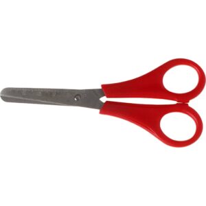Børnesakse, L: 12.5 cm, rund, venstre, rød, 1 stk.