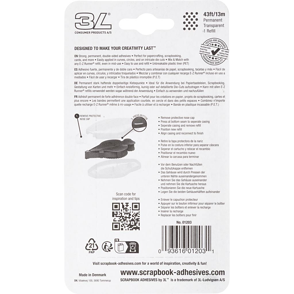 E-Z Runner® - refill, prikker, permanent lim, B: 8 mm, 13 m/ 1 rl. - Image 3