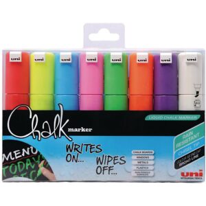 UNI PWE-5M Chalk Marker, skrå, streg 8 mm, 8 stk./ 1 pk.