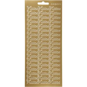 Stickers, Kiitos, ark 10x23 cm, guld, 1 ark