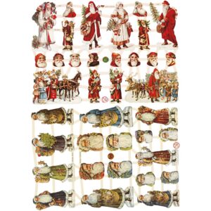 Glansbilleder, julemænd, ark 16,5x23,5 cm, 2 ark/ 1 pk.