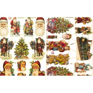 Glansbilleder, julemotiver, ark 16,5x23,5 cm, 2 ark/ 1 pk.