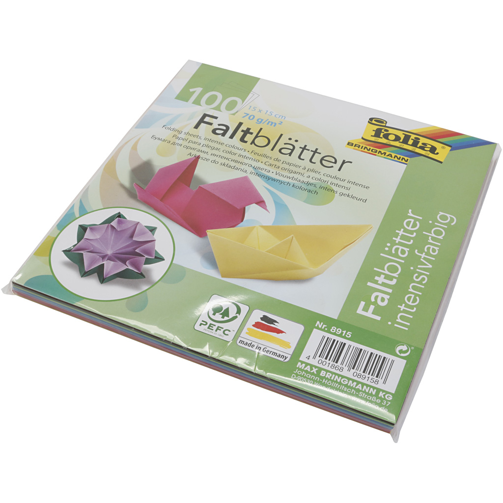 Origami papir, str. 15x15 cm, 70 g, 100 ark/ 1 pk.