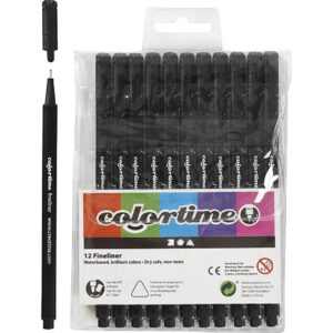 Tuschpennor/Colourline Fine, streg 0,6 mm, sort, 12 stk./ 1 pk.
