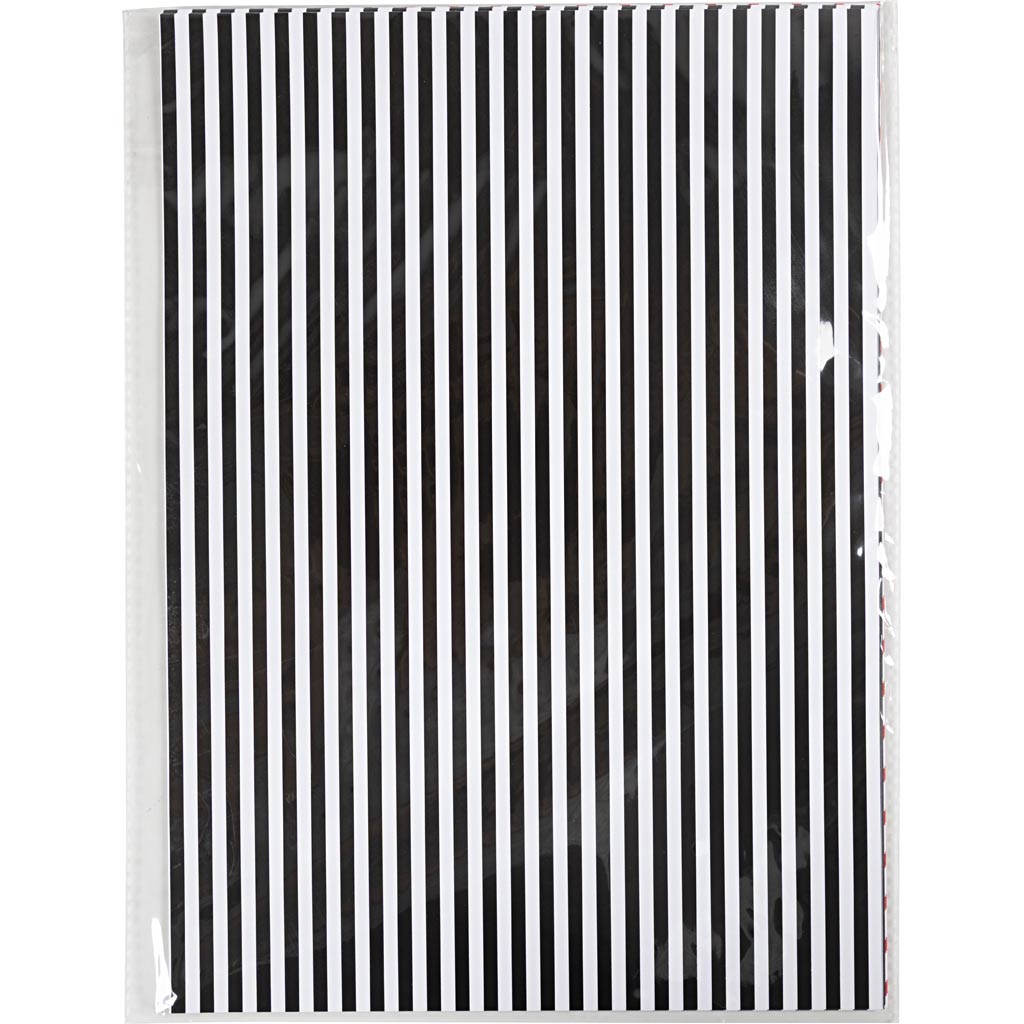 Glanspapir, striber, prikker, ark 25x35 cm, 80 g, sort, rød, hvid, 25 ark/ 1 pk. - Image 2
