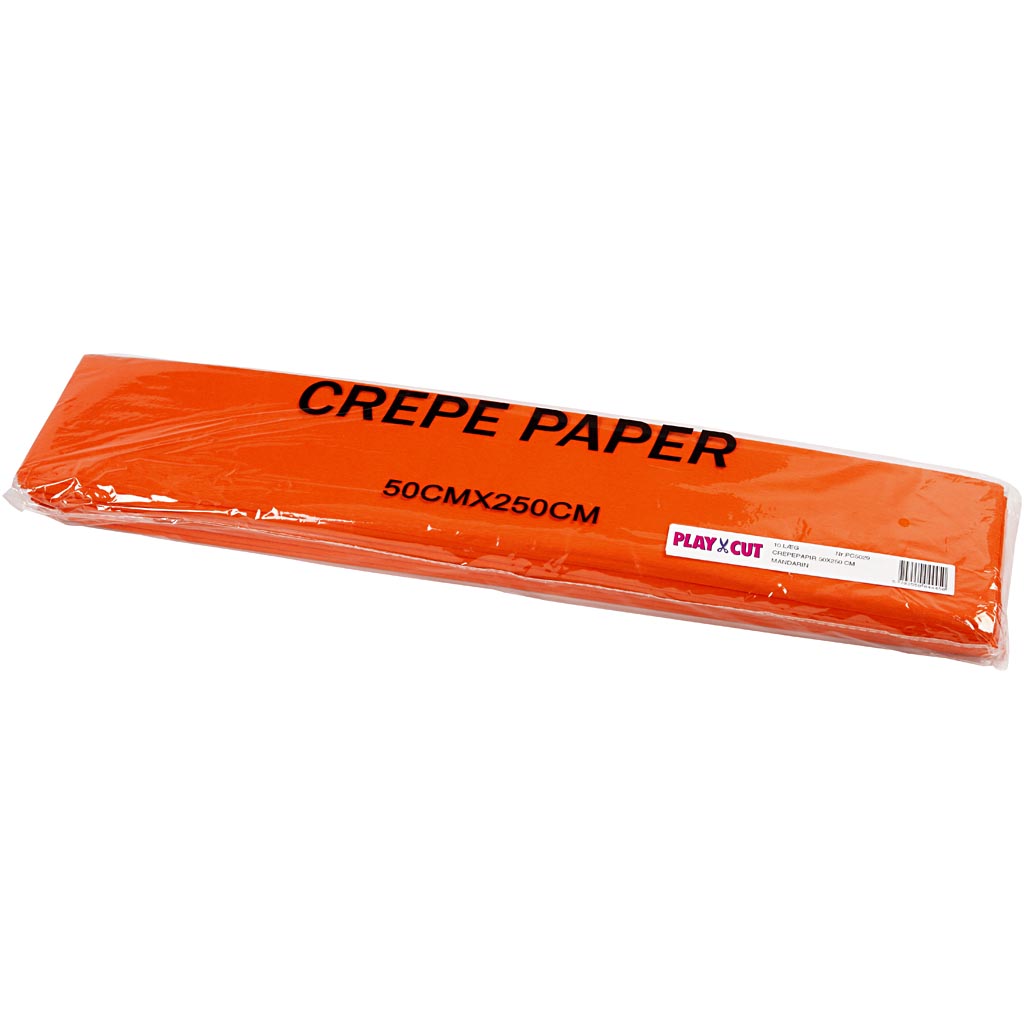 Crepepapir, ark 50x250 cm, 22 g, orange, 10 læg/ 1 pk. - Image 2