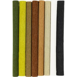 Crepepapir, ark 25x60 cm, Stræk/crepe: 180%, 105 g, natur, 8 ark/ 1 pk.