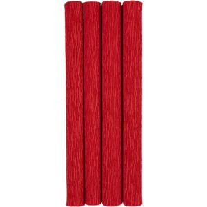 Crepepapir, ark 25x60 cm, Stræk/crepe: 180%, 105 g, rød, 4 ark/ 1 pk.