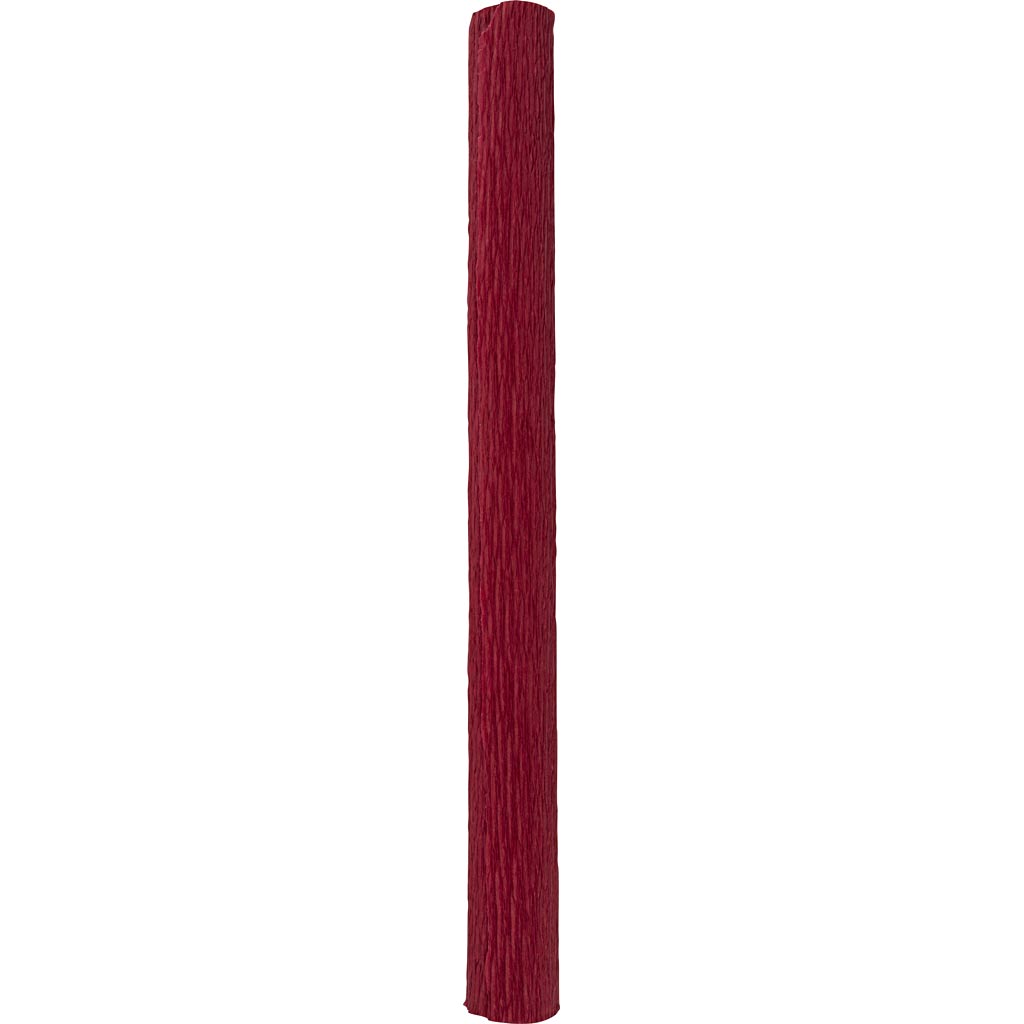 Crepepapir, ark 25x60 cm, Stræk/crepe: 180%, 105 g, mørk rød, 1 ark