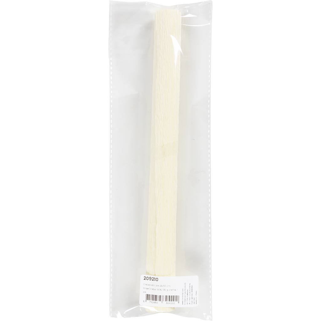 Crepepapir, ark 25x60 cm, Stræk/crepe: 180%, 105 g, creme, 1 ark - Image 2