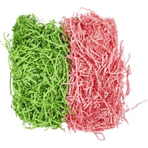 Krøllede Papirstrimler, L: 25-30 cm, B: 3 mm, mørk grøn, pink, 2x50 g/ 1 pk.