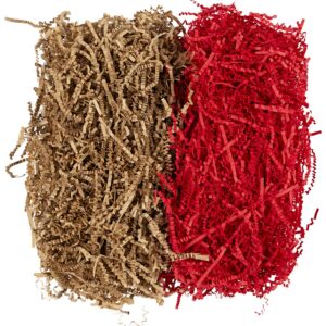 Krøllede Papirstrimler, L: 25-30 cm, B: 3 mm, brun, rød, 2x50 g/ 1 pk.