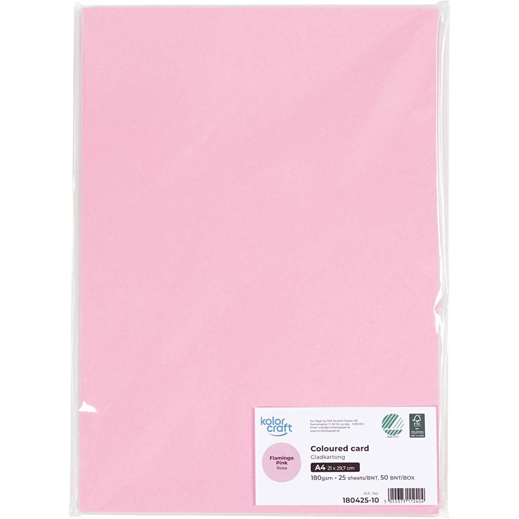 Karton, A4, 180 g, rosa, 25 ark/ 1 pk. - Image 2