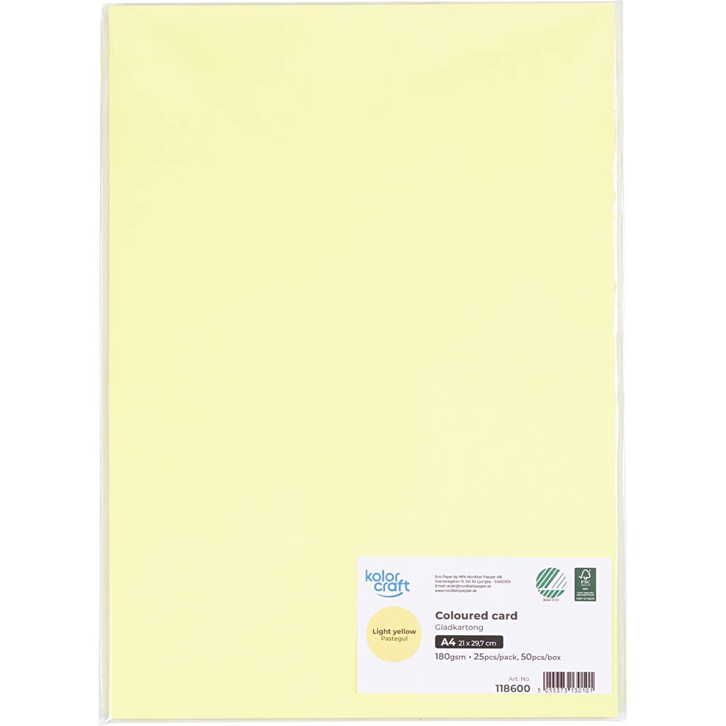 Karton, A4, 180 g, lys gul, 25 ark/ 1 pk. - Image 2
