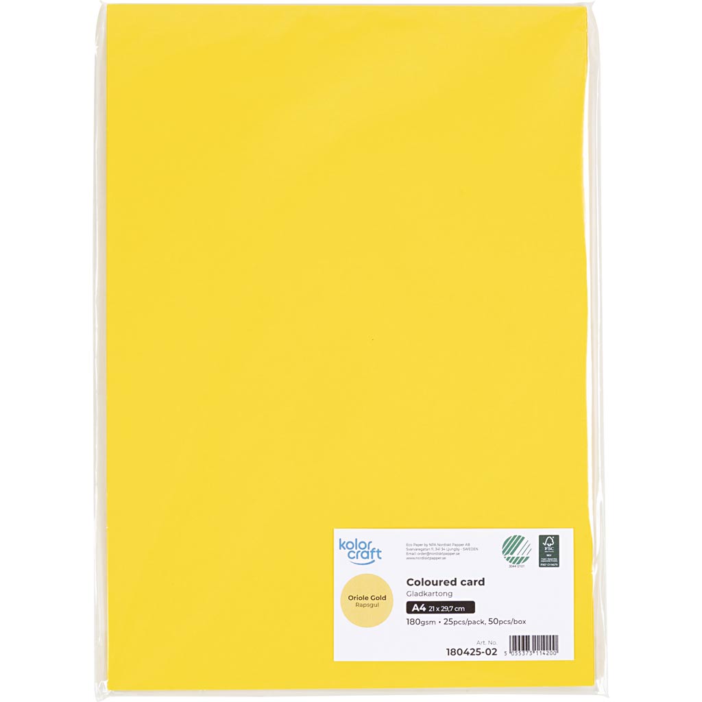 Karton, A4, 180 g, gul, 25 ark/ 1 pk. - Image 2