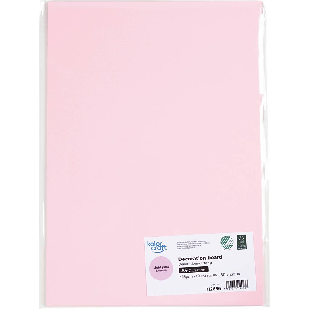 Strukturkarton, A4, 220 g, lys pink, 10 ark/ 1 pk. - Image 2
