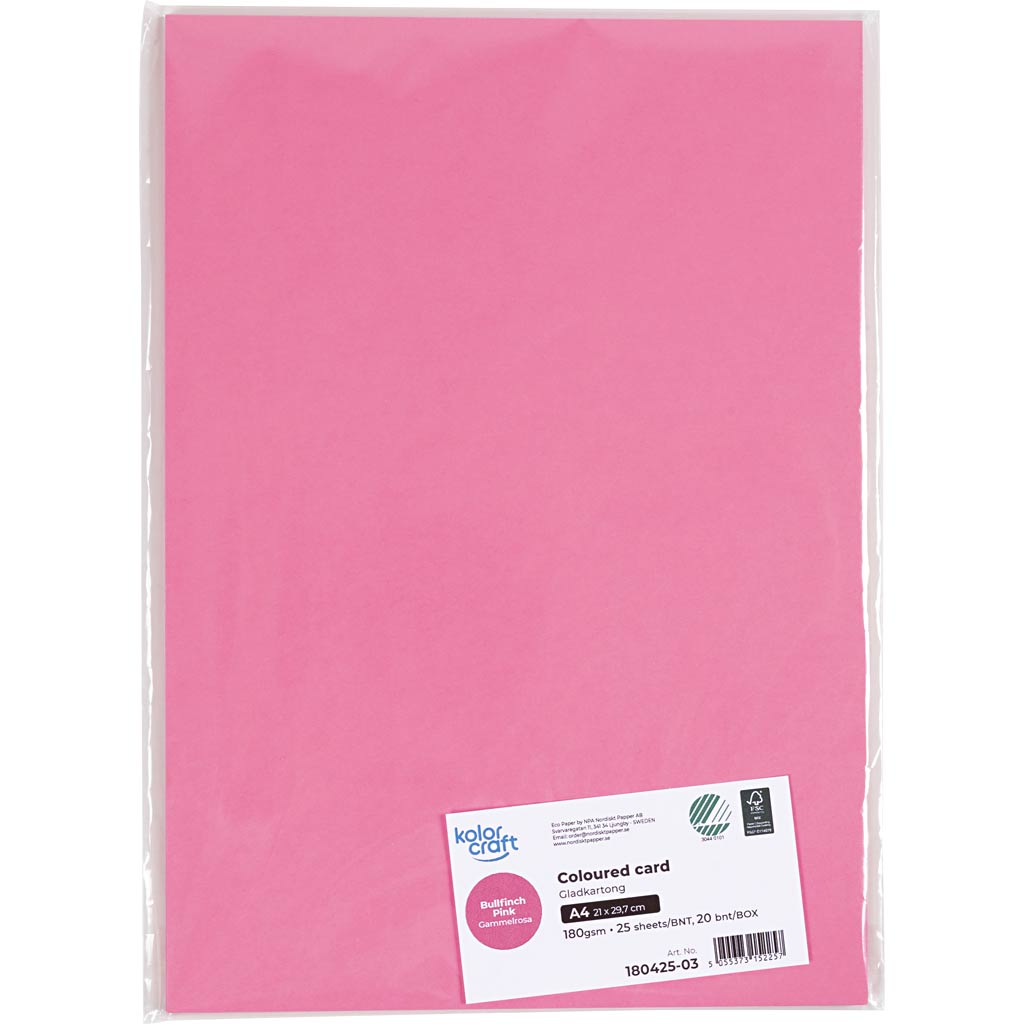 Karton, A4, 180 g, gl. rosa, 25 ark/ 1 pk. - Image 2