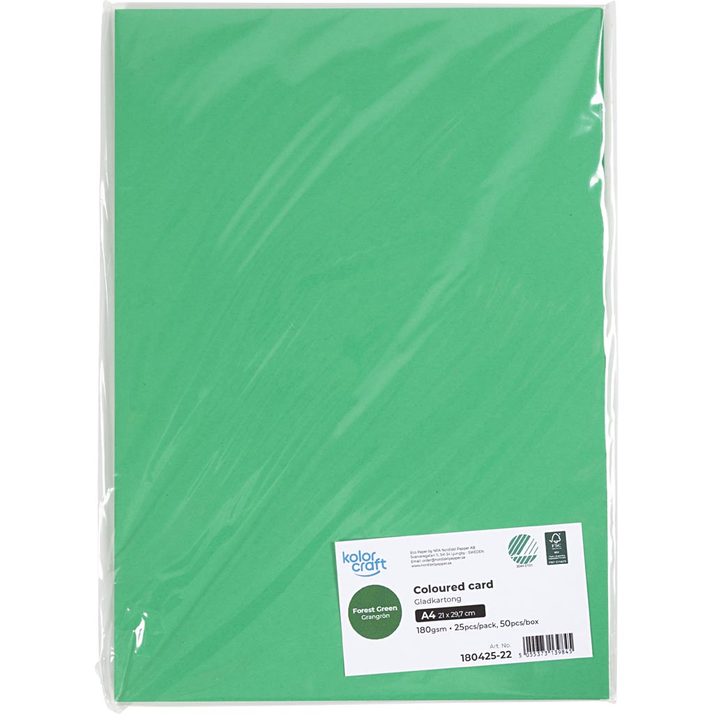 Karton, A4, 180 g, græsgrøn, 25 ark/ 1 pk. - Image 2