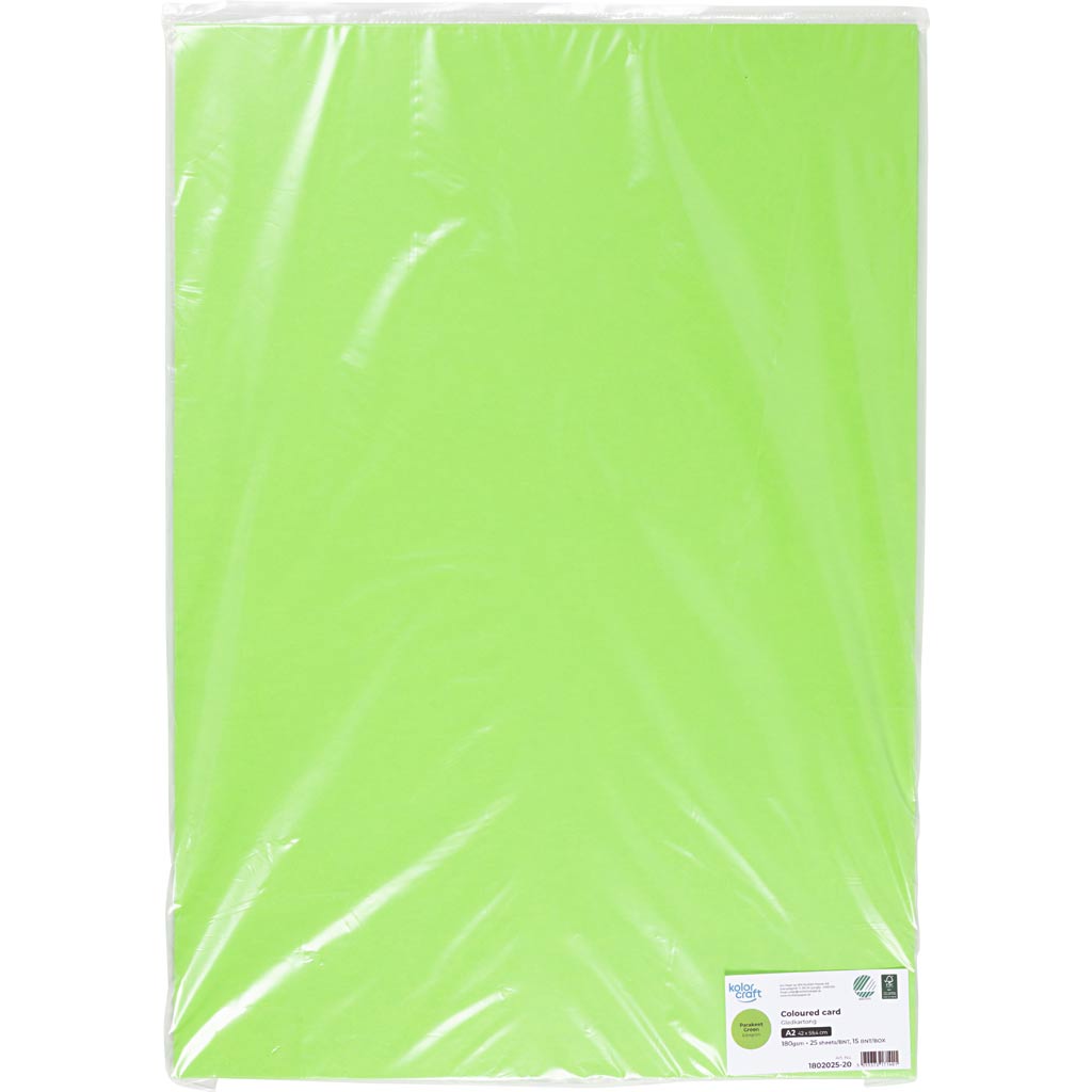Karton, A2, 180 g, lys grøn, 25 ark/ 1 pk. - Image 2