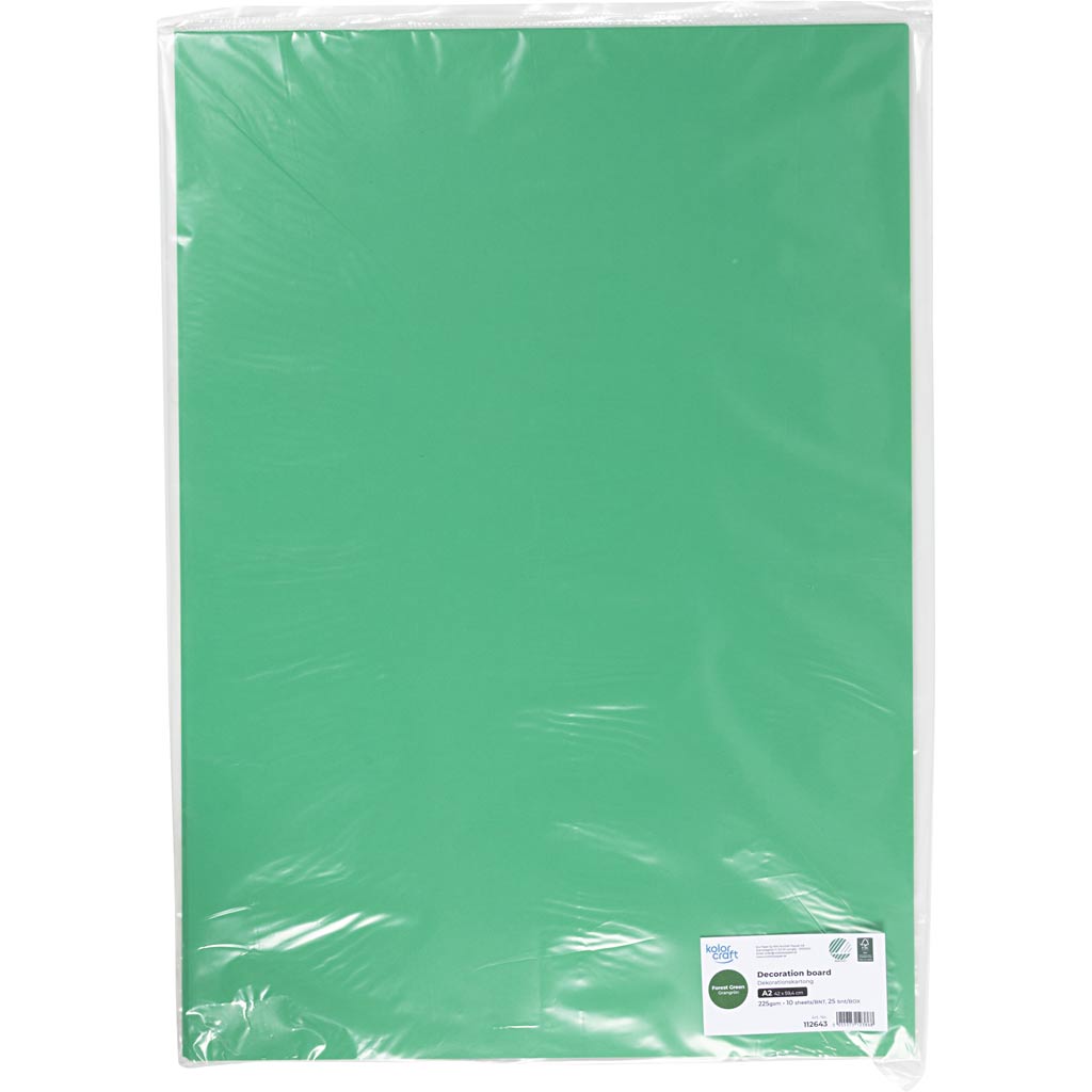 Karton, A2, 220 g, græsgrøn, 10 ark/ 1 pk. - Image 2