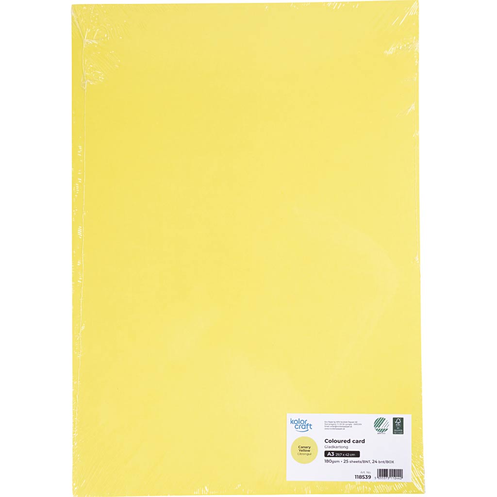 Karton, A3, 180 g, citrongul, 25 ark/ 1 pk. - Image 2