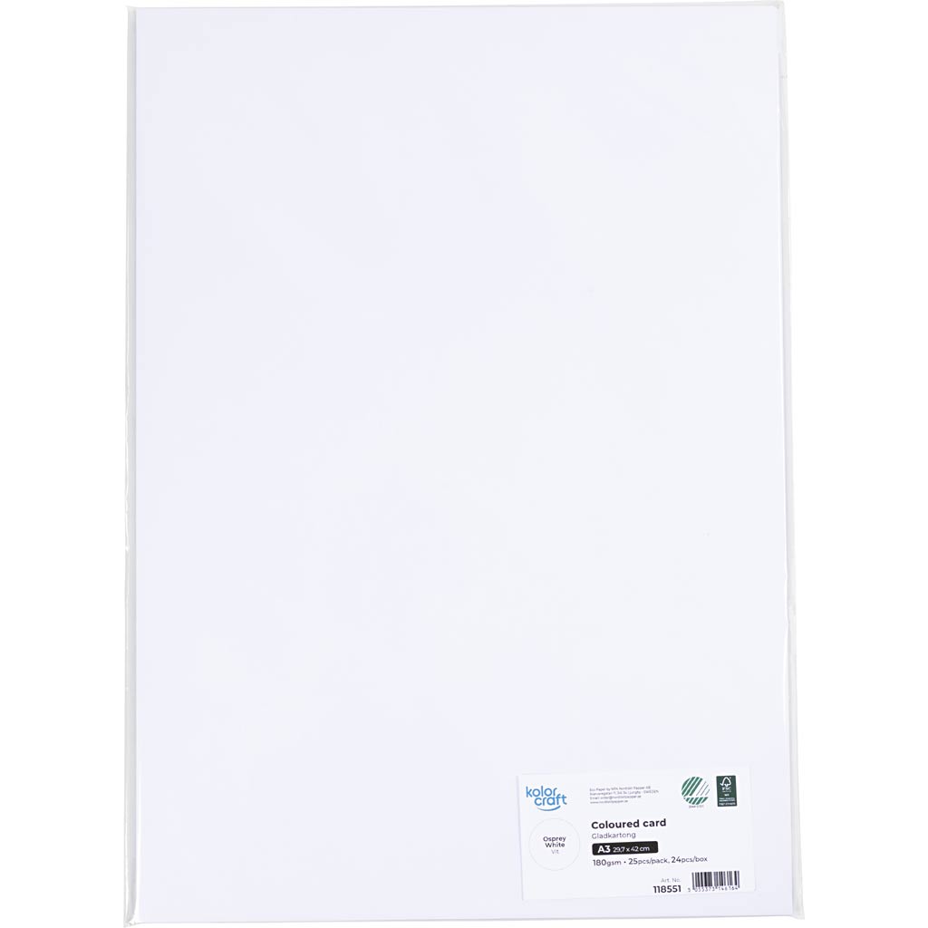 Karton, A3, 180 g, hvid, 25 ark/ 1 pk. - Image 2