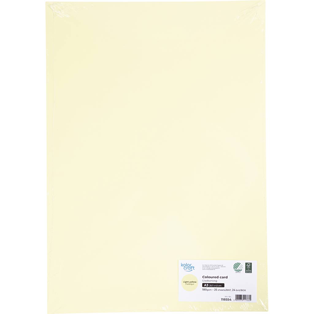 Karton, A3, 180 g, lys gul, 25 ark/ 1 pk. - Image 2