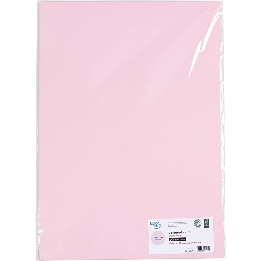 Karton, A3, 180 g, lys pink, 25 ark/ 1 pk. - Image 2