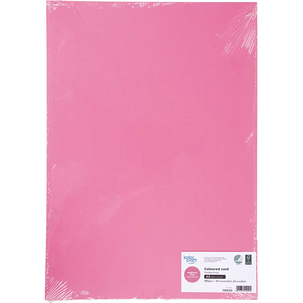 Karton, A3, 180 g, gl. rosa, 25 ark/ 1 pk. - Image 2