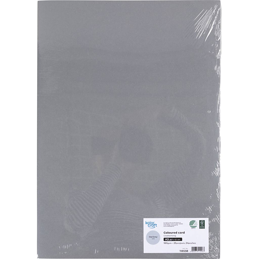 Karton, A3, 180 g, grå, 25 ark/ 1 pk. - Image 2