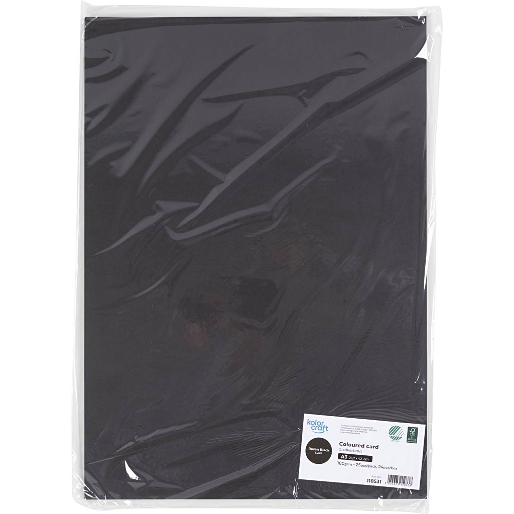 Karton, A3, 180 g, sort, 25 ark/ 1 pk. - Image 2