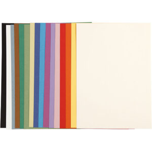 Fransk karton, A4, ark 210x297 mm, 160 g, ass. farver, 16 ass. ark/ 1 pk.
