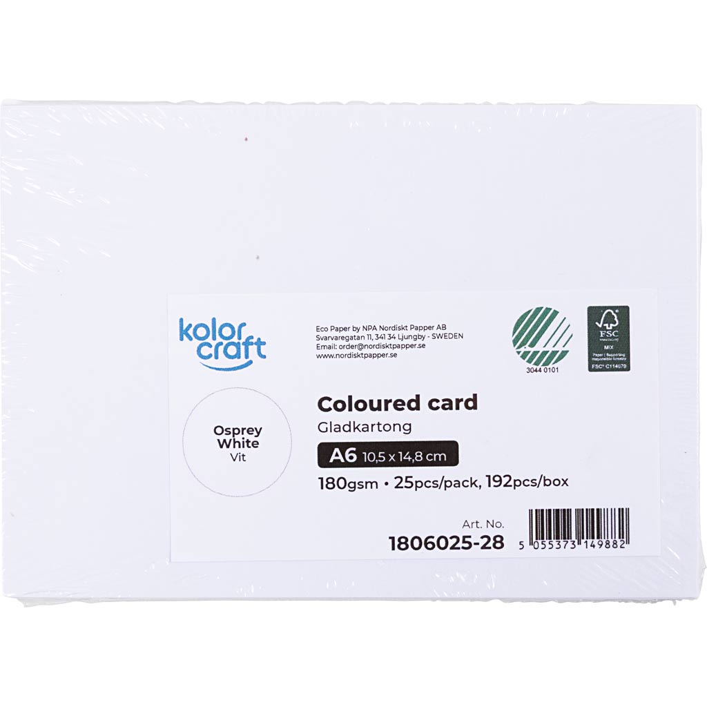 Karton, A6, 180 g, hvid, 25 ark/ 1 pk. - Image 2
