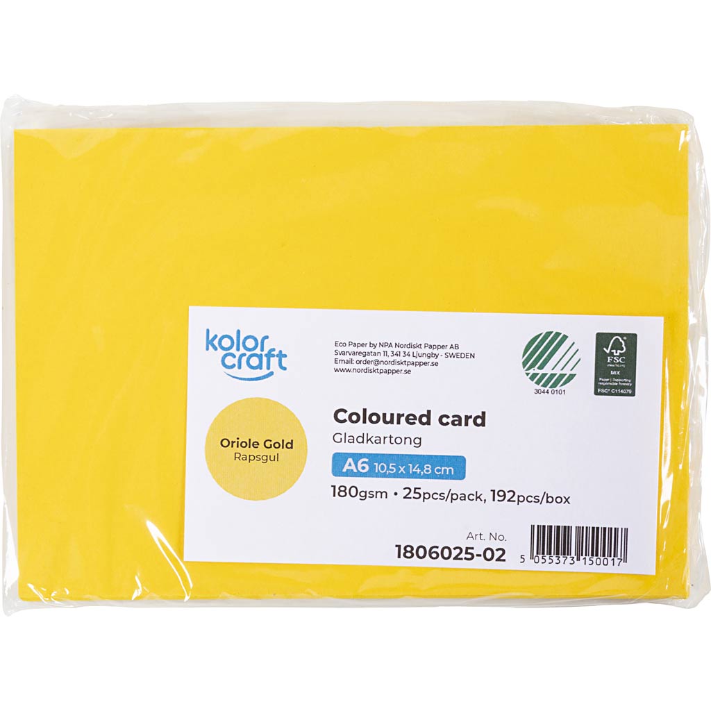 Karton, A6, 180 g, gul, 25 ark/ 1 pk. - Image 2