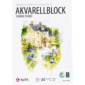 Akvarelblok, A4, ark 210x297 mm, 180 g, 20 ark/ 1 stk.