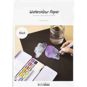 Akvarelpapir, A4, ark 210x297 mm, 230 g, sort, 15 ark/ 1 pk.