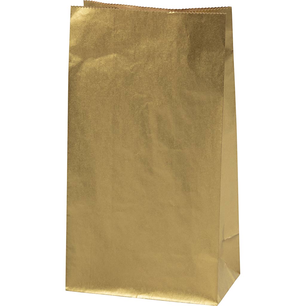 Papirposer, H: 27 cm, str. 9x15 cm, 50 g, guld, 50 stk./ 1 pk.