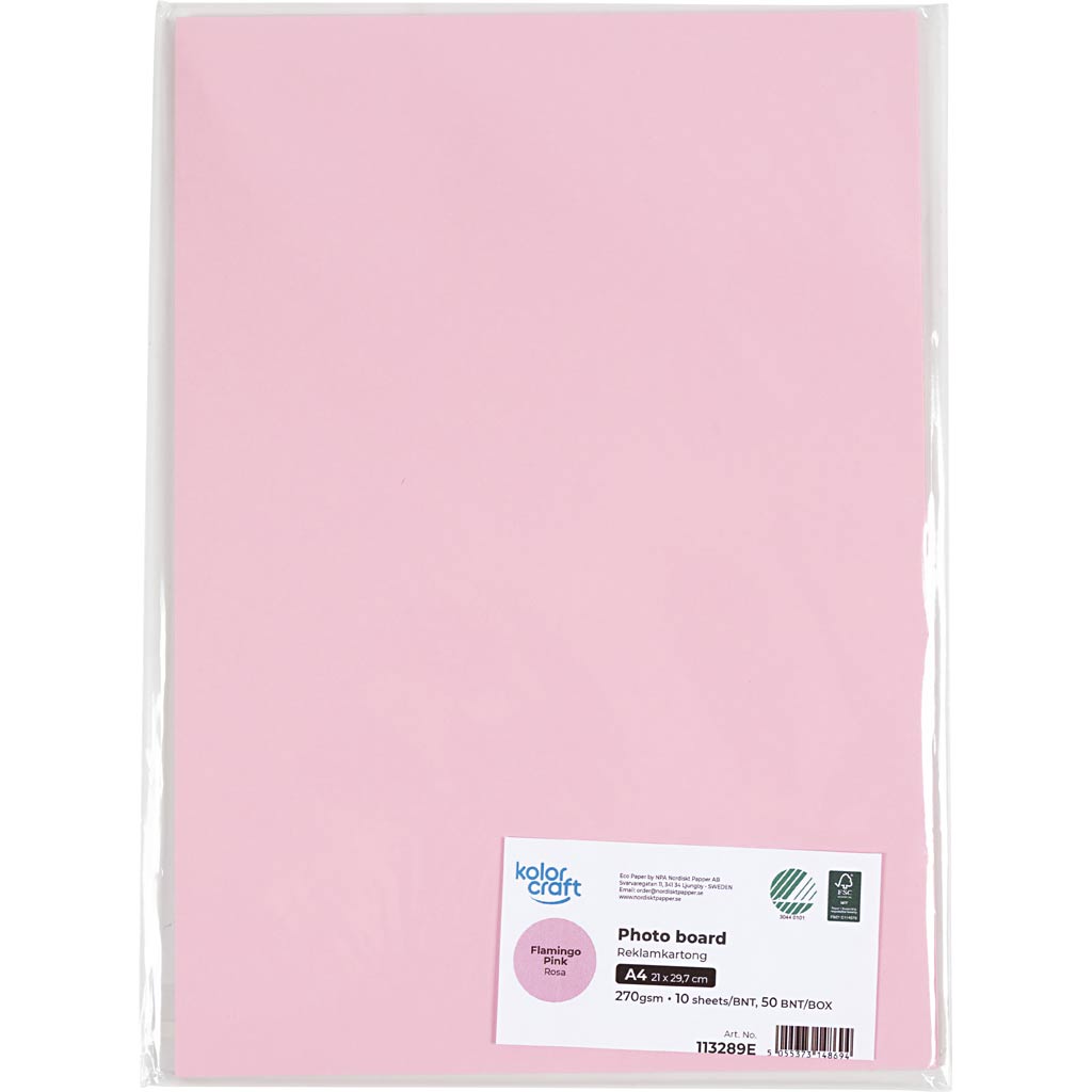Karton, A4, 270 g, rosa, 10 ark/ 1 pk. - Image 2