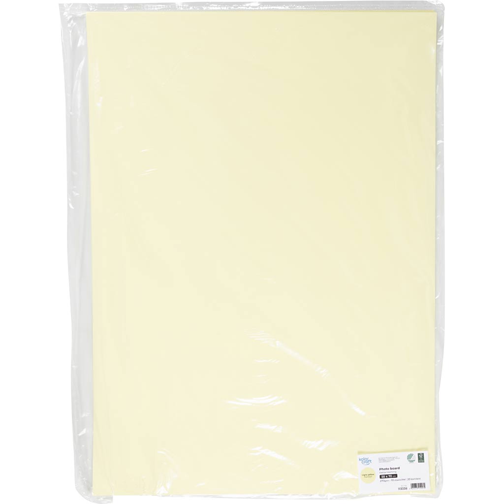 Karton, ark 50x70 cm, 270 g, lys gul, 10 ark/ 1 pk. - Image 2