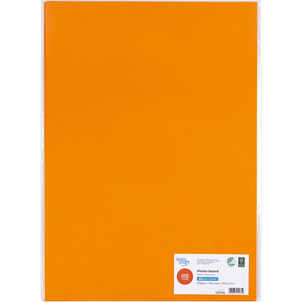 Karton, A3, 270 g, orange, 10 ark/ 1 pk. - Image 2