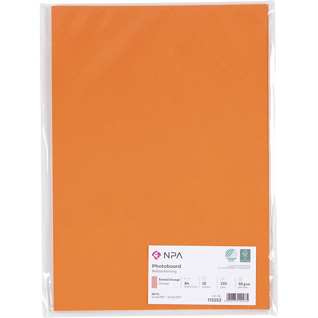 Karton, A4, 270 g, orange, 10 ark/ 1 pk. - Image 2