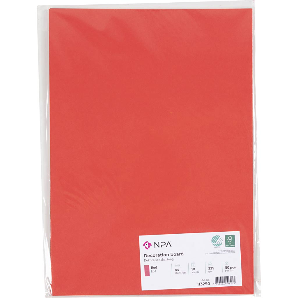 Karton, A4, 270 g, rød, 10 ark/ 1 pk. - Image 2